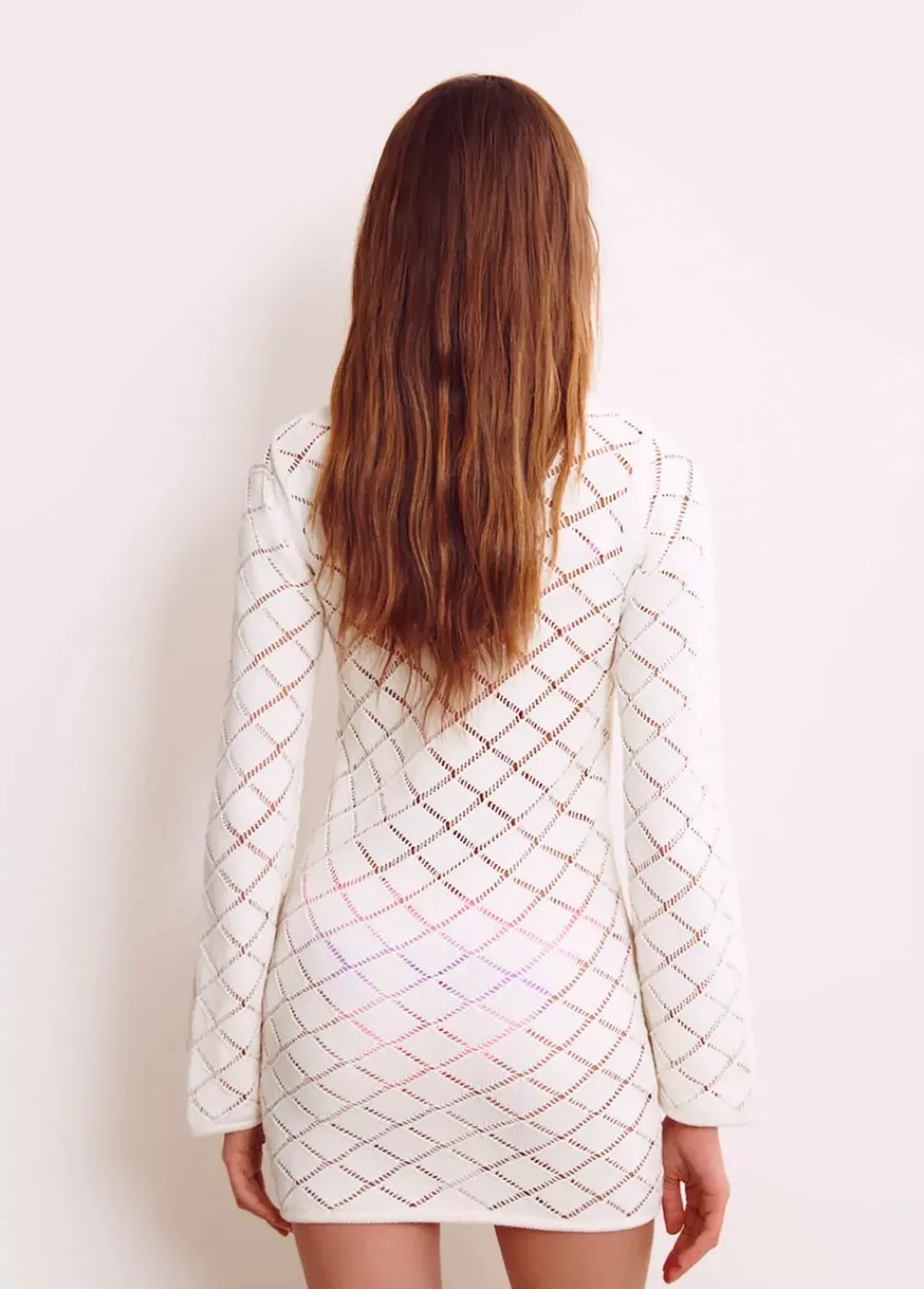 Vestido Crochet Corto Manga Larga-Brownie Spain Best