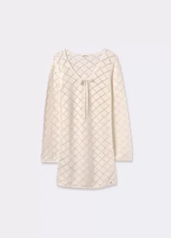 Vestido Crochet Corto Manga Larga-Brownie Spain Best