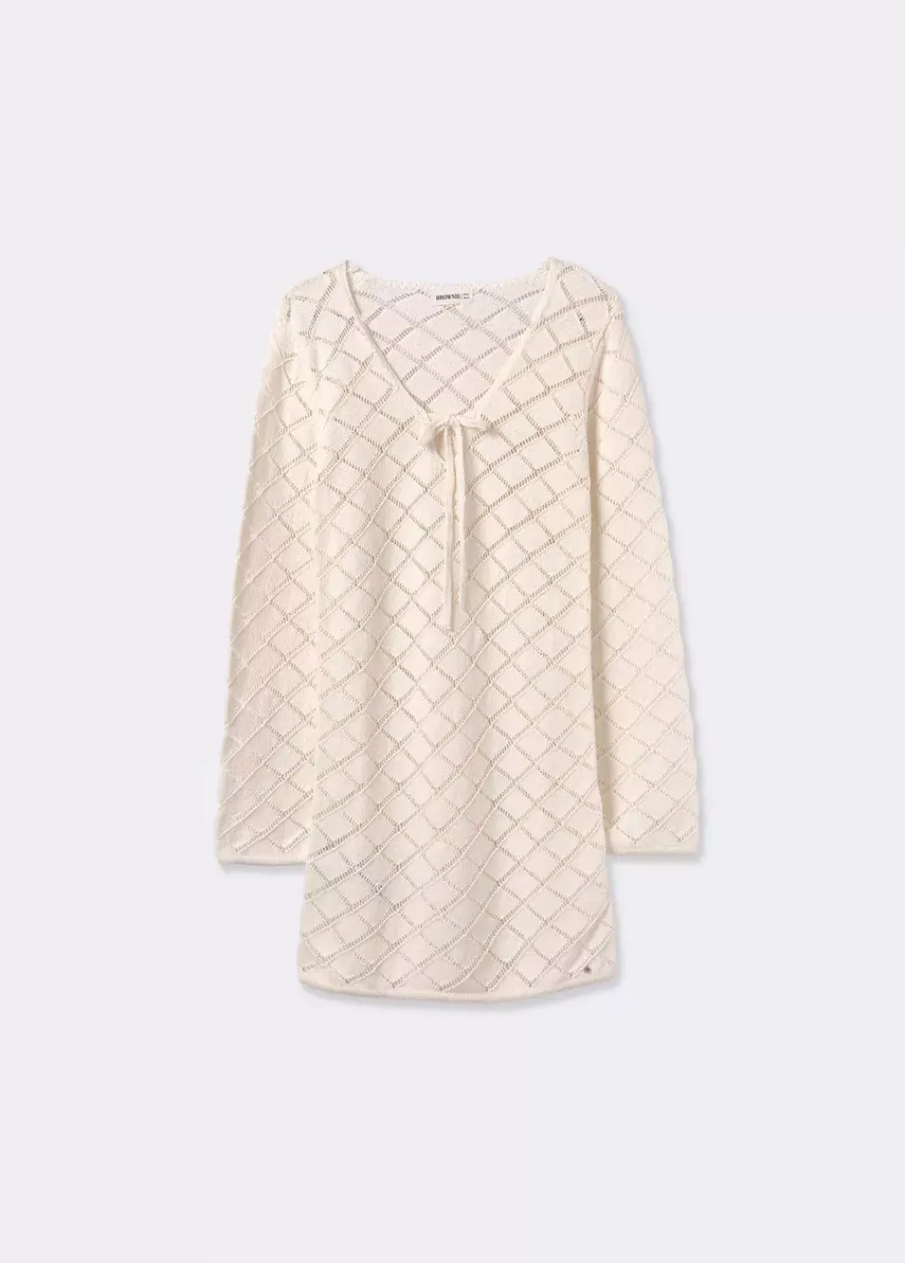 Vestido Crochet Corto Manga Larga-Brownie Spain Best