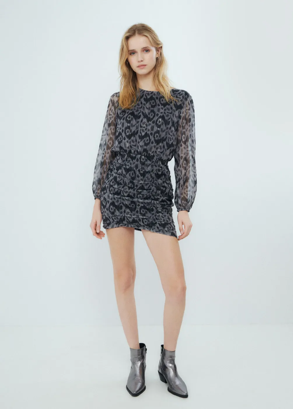 Vestido Drapeado Estampado Ikat-Brownie Spain New