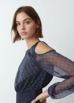 Vestido Hombros Cut Out Falda Smock-Brownie Spain Fashion