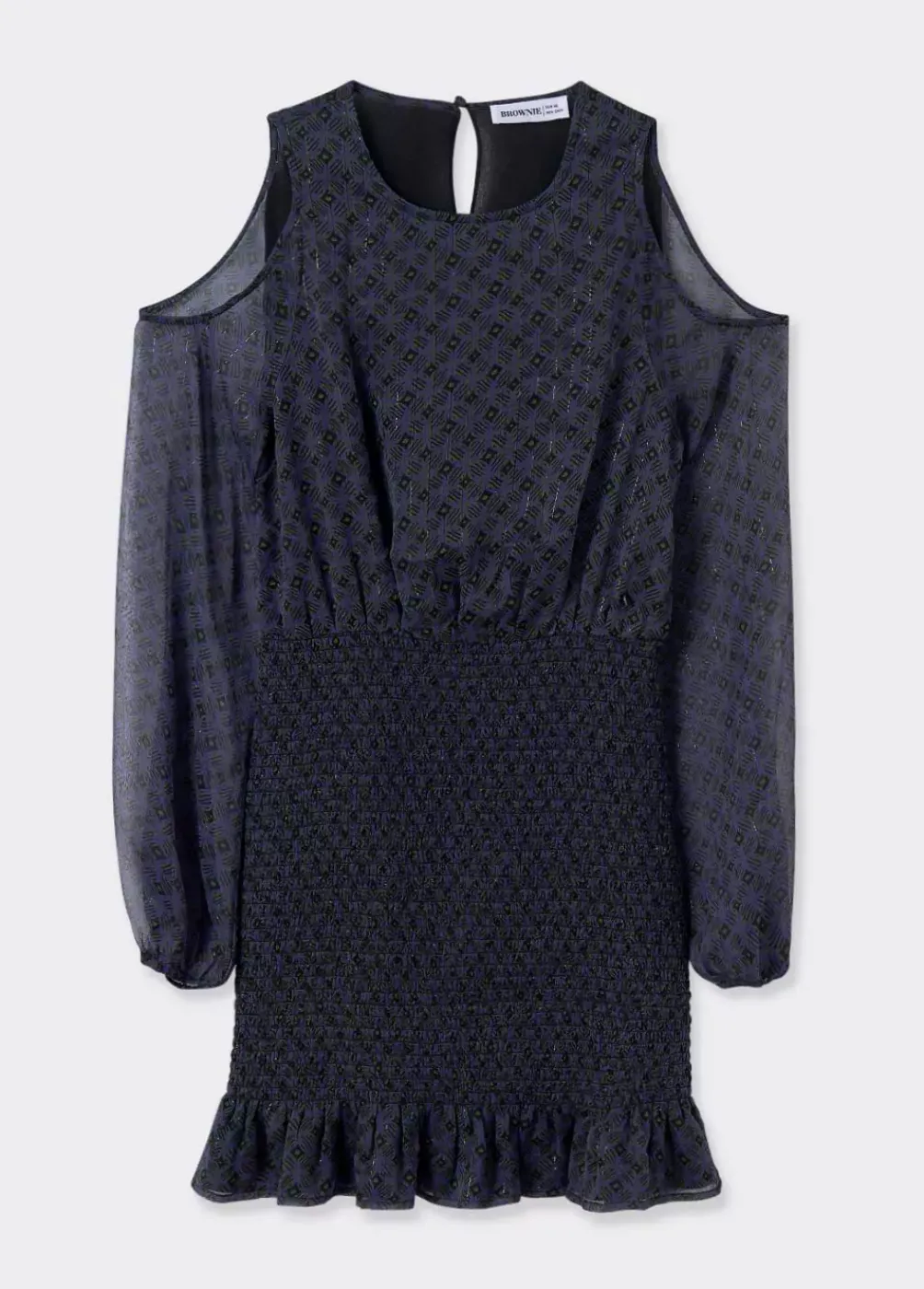 Vestido Hombros Cut Out Falda Smock-Brownie Spain Fashion