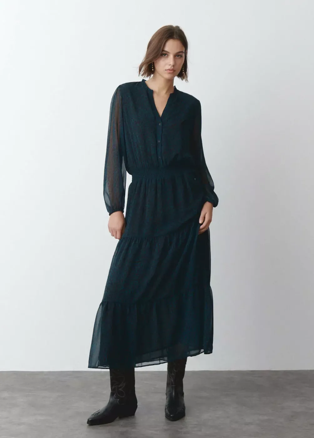 Vestido Largo Mancha Animal-Brownie Spain Best